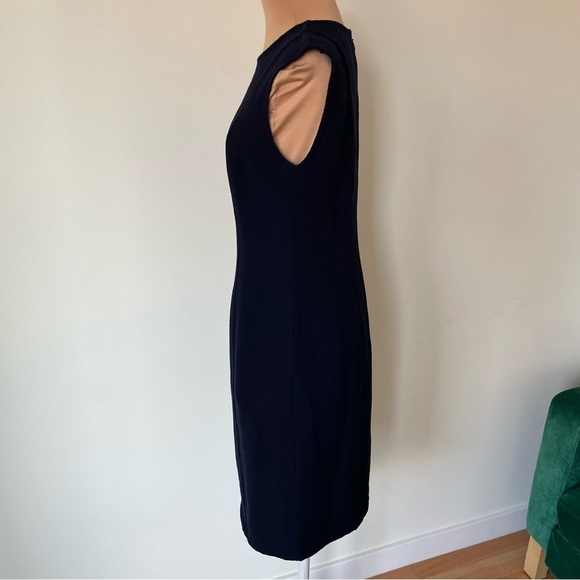 Bill Blass Vintage 1990s Blue Sleeveless Crewneck Knee-Length Shift Dress Size S - Picture 5 of 10